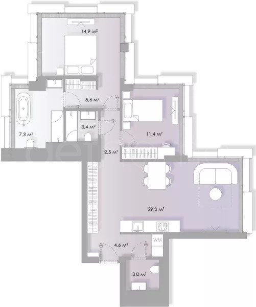 Продажа квартиры площадью 82.4 м² 5 этаж в LUMIN по адресу Лубянка – Китай-Город, Славянская пл. 2