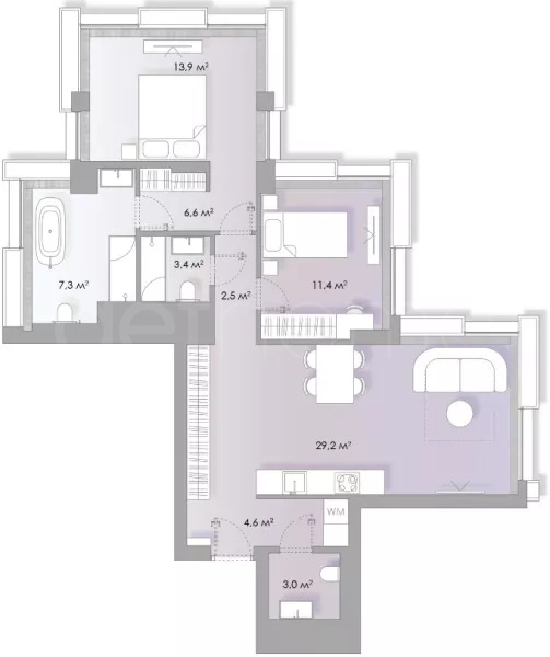 Продажа квартиры площадью 82.5 м² 4 этаж в LUMIN по адресу Лубянка – Китай-Город, Славянская пл. 2